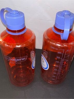NWT Set of 2 Nalgene Bottle - Translucent Red with Lavender Cap
